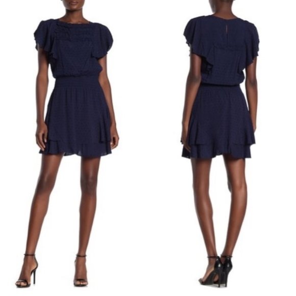Parker Dresses & Skirts - NWT Parker Navy Smocked Waist Swiss Dot Mini Dress